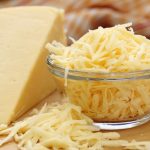 Grated cheese in a glass bowl