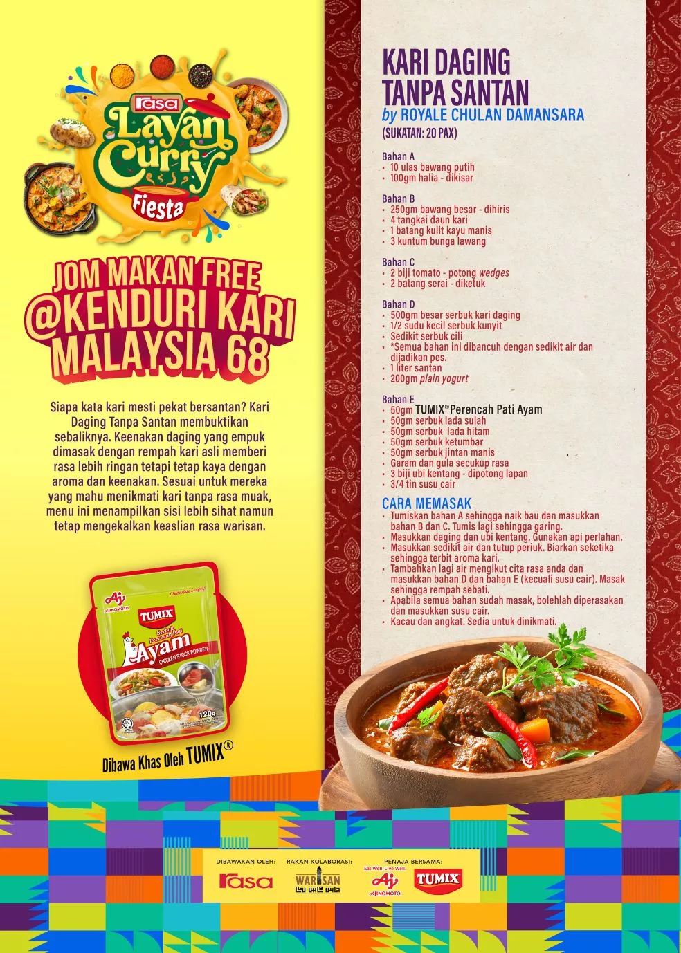 RASA Layan Curry Fiesta Meriah! Kenduri Kari Malaysia 68 Dibawakan Khas oleh TUMIX® Jadi Tumpuan Di FBM 2025