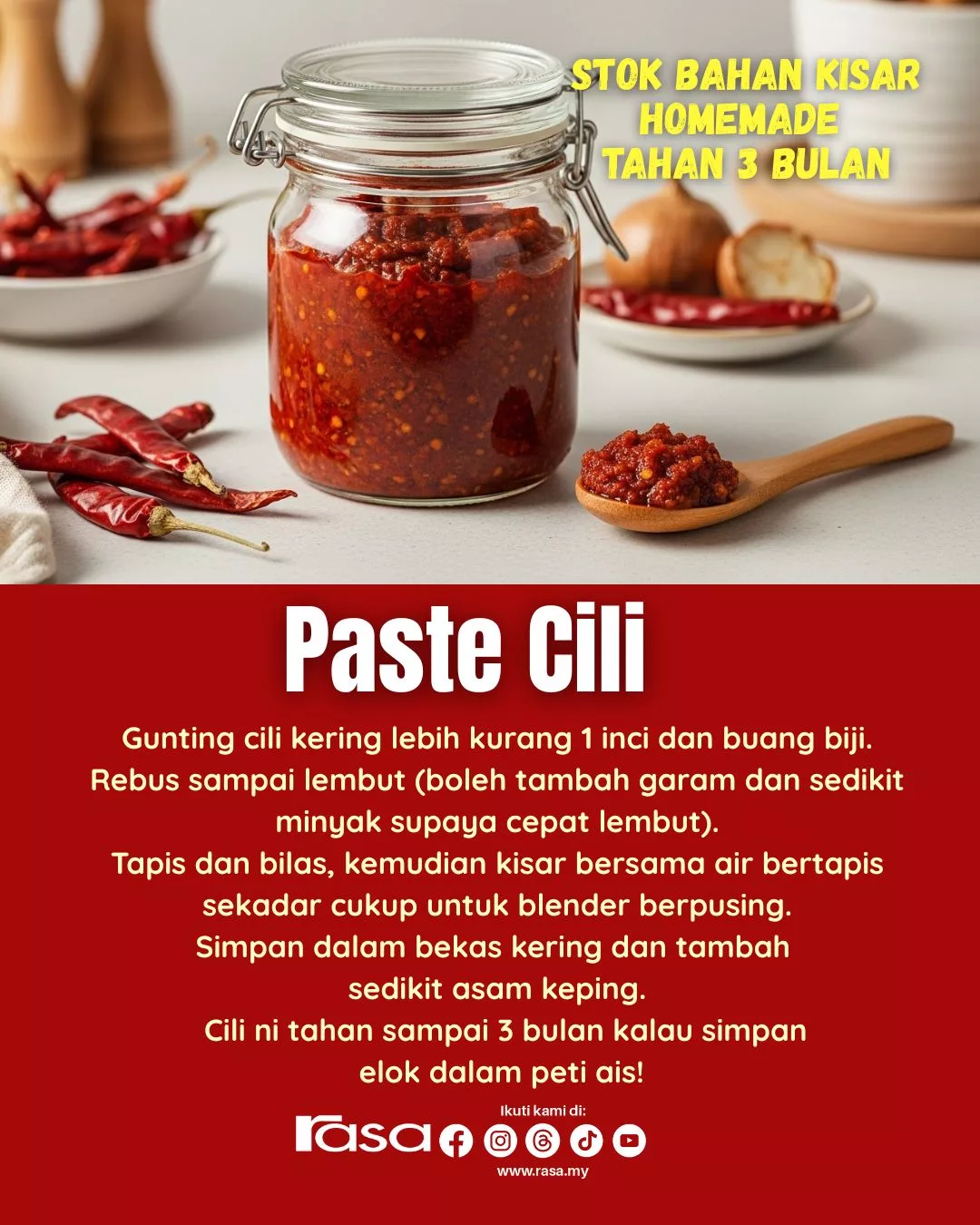 Rahsia Dapur Mak-Mak: Stok Bahan Kisar Homemade Tahan 3 Bulan, Jimat Masa & Wangi Macam Baru Kisar!