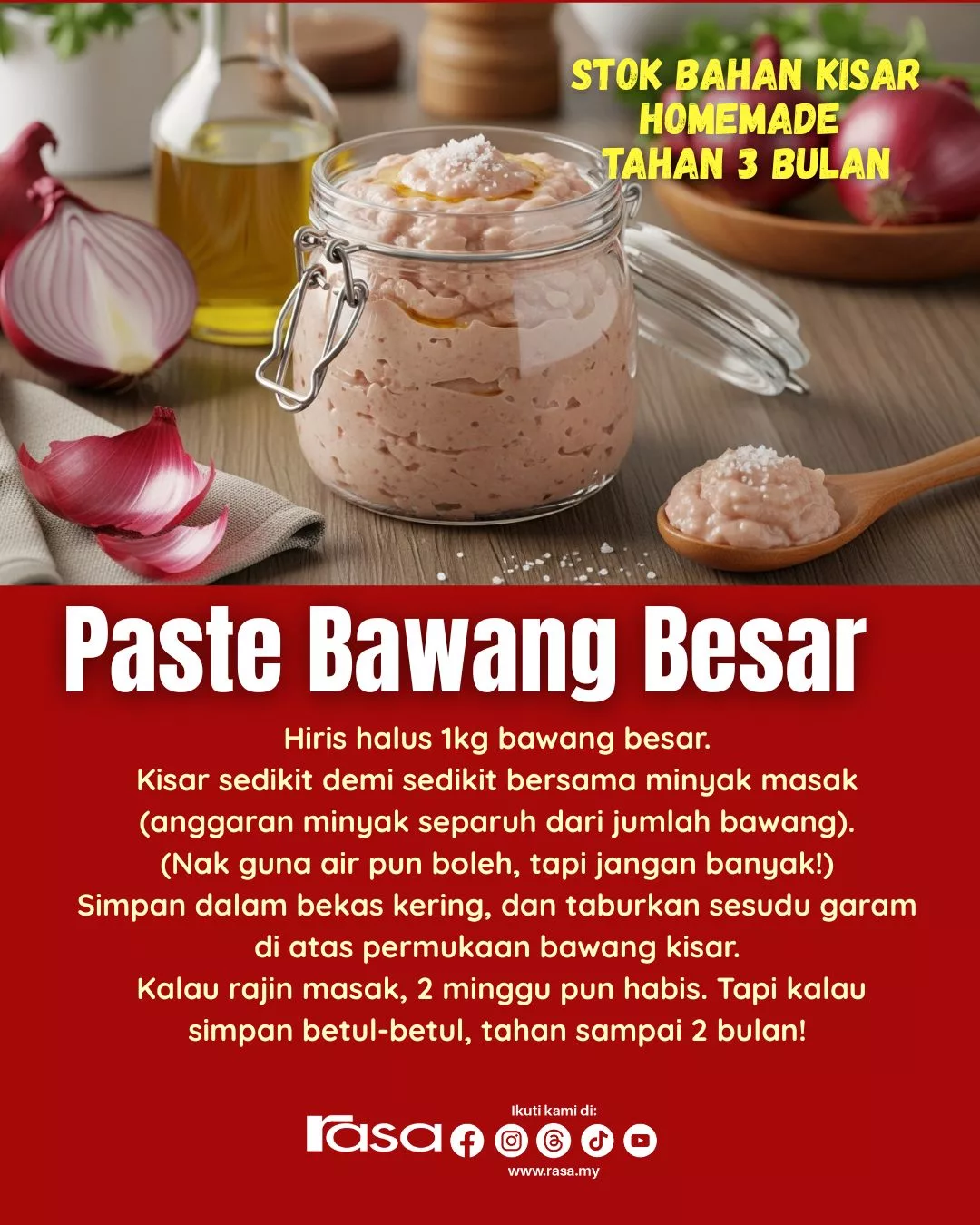 Rahsia Dapur Mak-Mak: Stok Bahan Kisar Homemade Tahan 3 Bulan, Jimat Masa & Wangi Macam Baru Kisar!