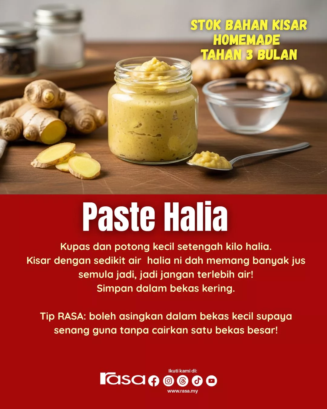 Rahsia Dapur Mak-Mak: Stok Bahan Kisar Homemade Tahan 3 Bulan, Jimat Masa & Wangi Macam Baru Kisar!