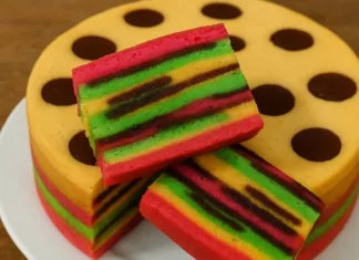 Kek Lapis Kukus Masam Manis. Resipi Lembut, Gebu & Paling Sedap!