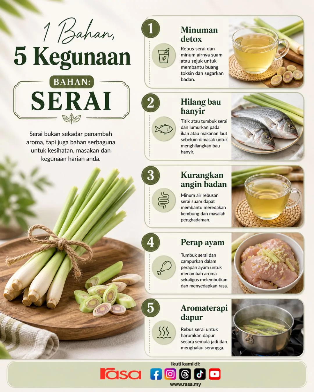 Kegunaan Serai Yang Mengejutkan: 5 Manfaat Hebat Ramai Tak Tahu