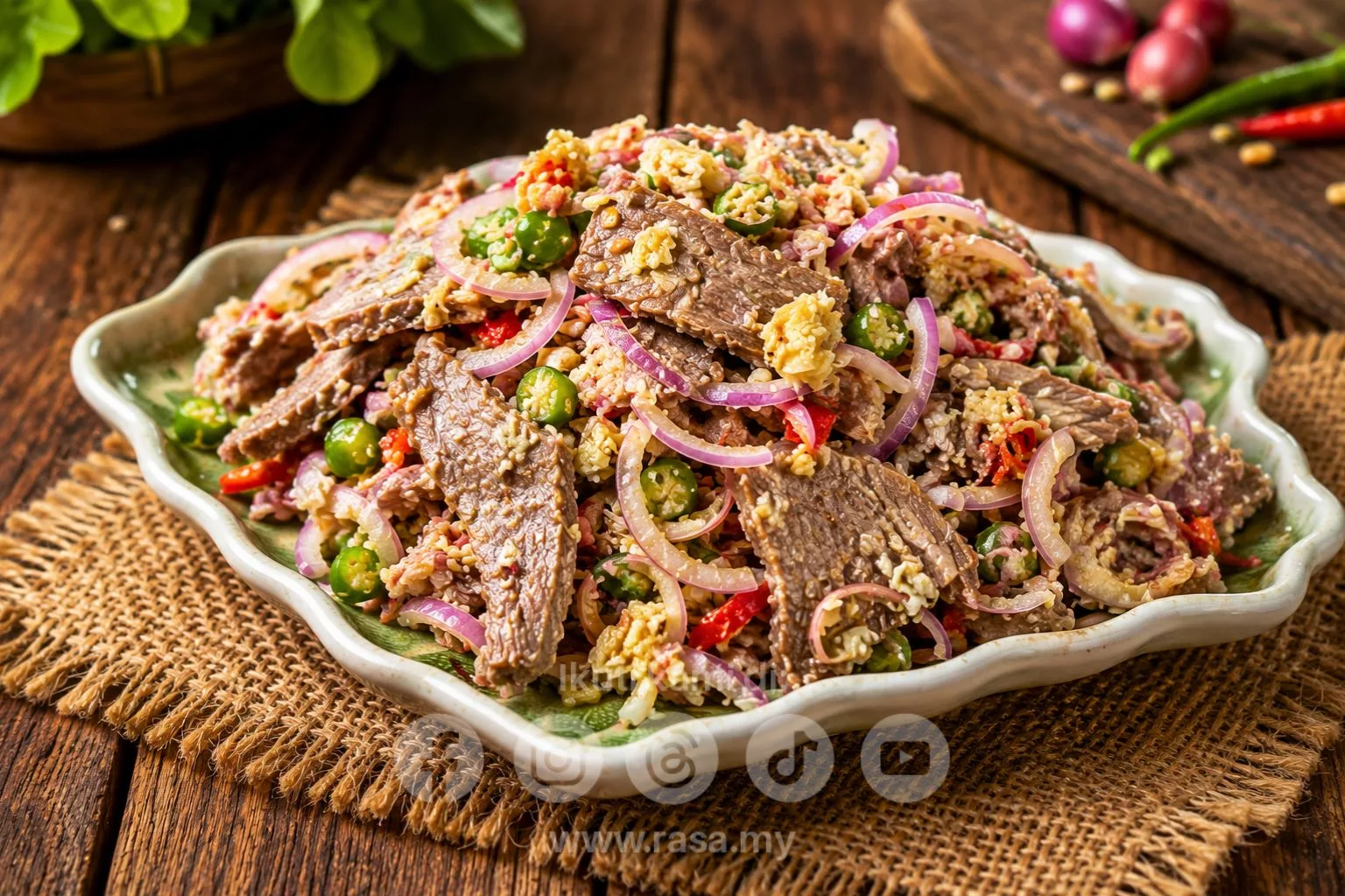 Kerabu Daging Kacang Panjang Paling Sedap. Resipi Power Pedas, Masam & Beraroma