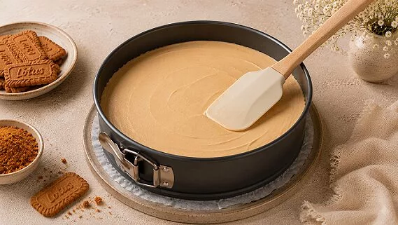 Resipi No-Bake Lotus Biscoff Cheesecake Mudah & Sedap, Tak Perlu Oven & Confirm Jadi!