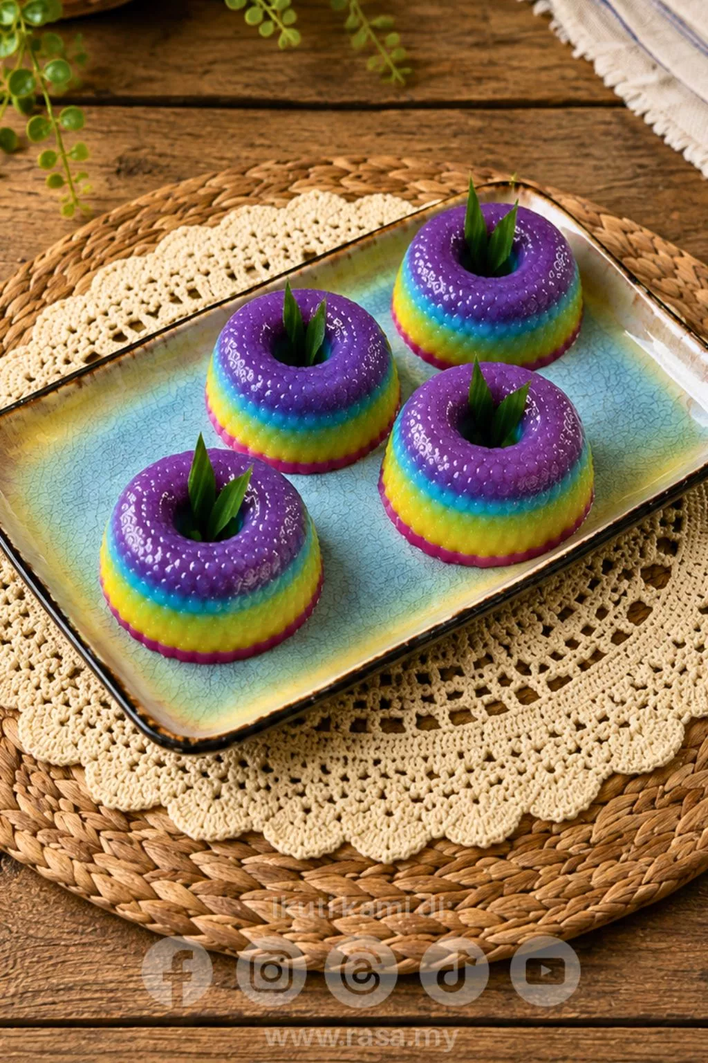 Kuih Lapis Pelangi Lembut & Kenyal, Resipi Mudah Confirm Menjadi 4 kuih lapis pelangi