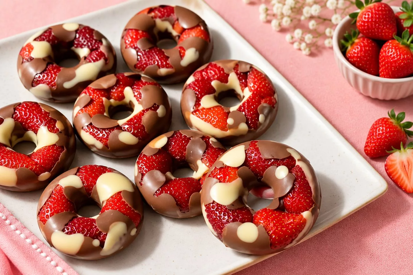 Donut Strawberi Coklat, Resipi No-Bake Menakjubkan Guna Buah Segar 2 Donut Strawberi Coklat, Resipi No-Bake Menakjubkan Guna Buah Segar
