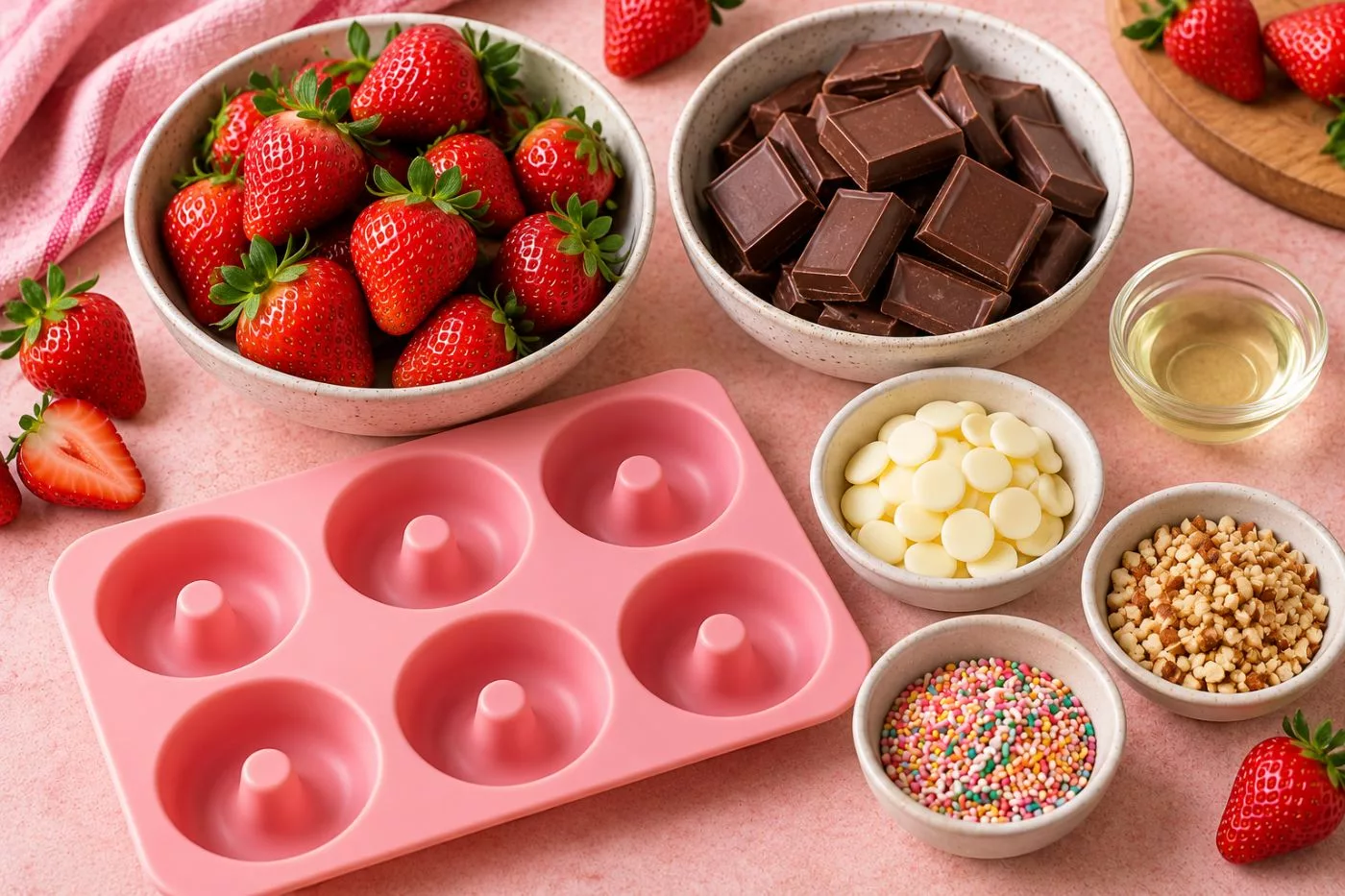 Donut Strawberi Coklat, Resipi No-Bake Menakjubkan Guna Buah Segar 3 Donut Strawberi Coklat, Resipi No-Bake Menakjubkan Guna Buah Segar