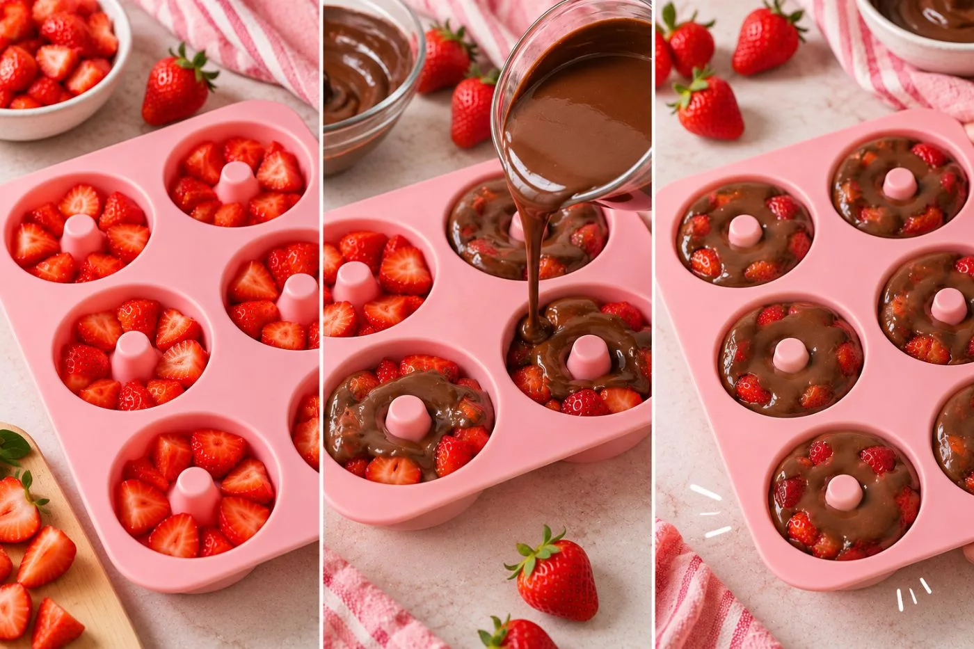 Donut Strawberi Coklat, Resipi No-Bake Menakjubkan Guna Buah Segar 6 Donut Strawberi Coklat, Resipi No-Bake Menakjubkan Guna Buah Segar