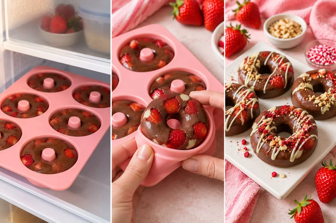 Donut Strawberi Coklat, Resipi No-Bake Menakjubkan Guna Buah Segar 7 Donut Strawberi Coklat, Resipi No-Bake Menakjubkan Guna Buah Segar