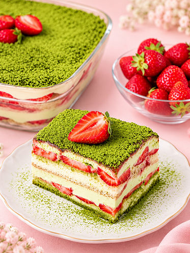 Strawberi Matcha Tiramisu, Pencuci Mulut Cantik & Sedap Rasa Masam Manis Lemak Berkrim 3 Strawberi Matcha Tiramisu, Pencuci Mulut Cantik & Sedap Rasa Masam Manis Lemak Berkrim